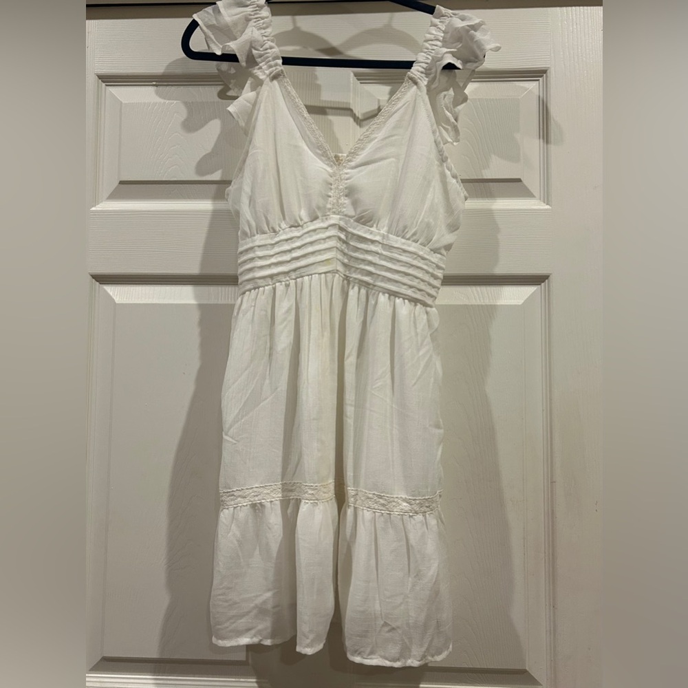 Indigo White Ruffled Mini Dress